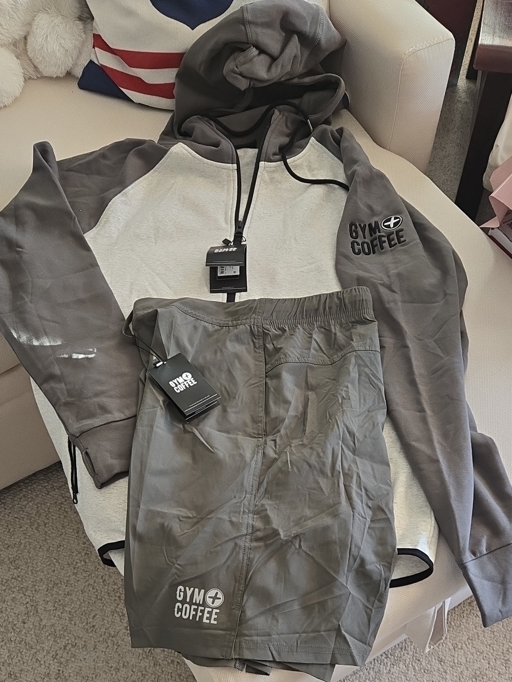 Gym+Coffee Dublin Hoodie & Shorts Set NWT XXL/XL Khaki Green Athleisure